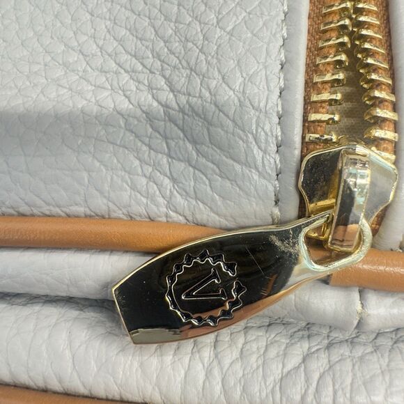 Valentina Leather Mini Backpack Purse Gray Tan Gold Hardware Convertible Nice main image 6